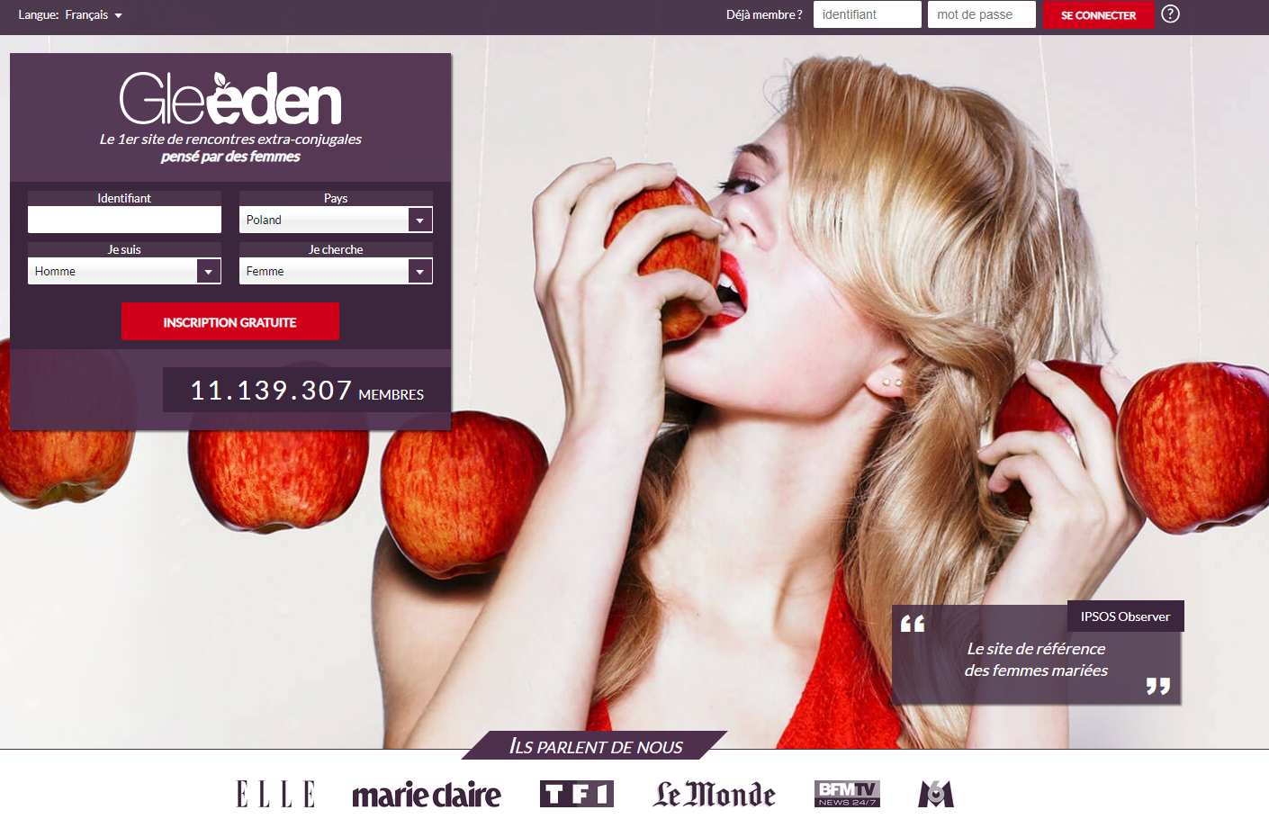 site gleeden rencontres extra conjugales